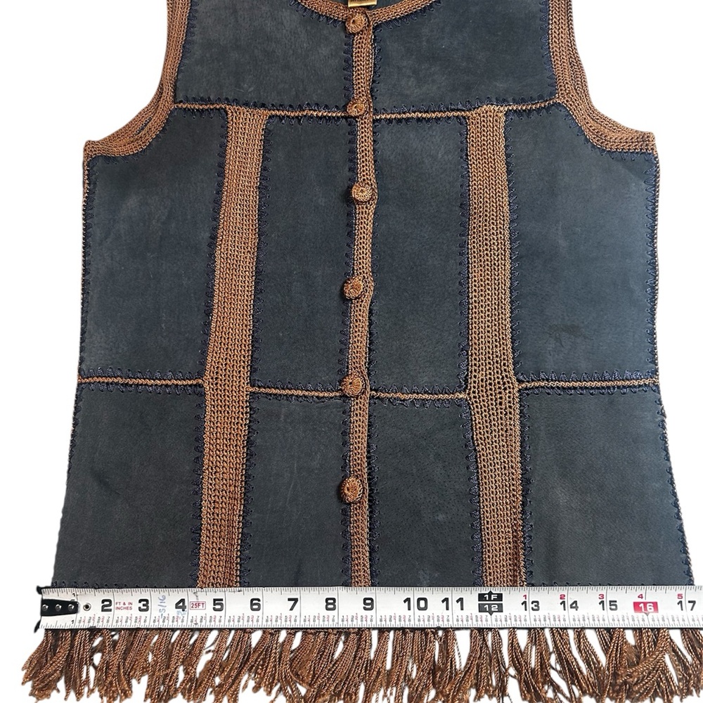 Suede Essentials Boho Patchwork Suede & Crochet F… - image 9